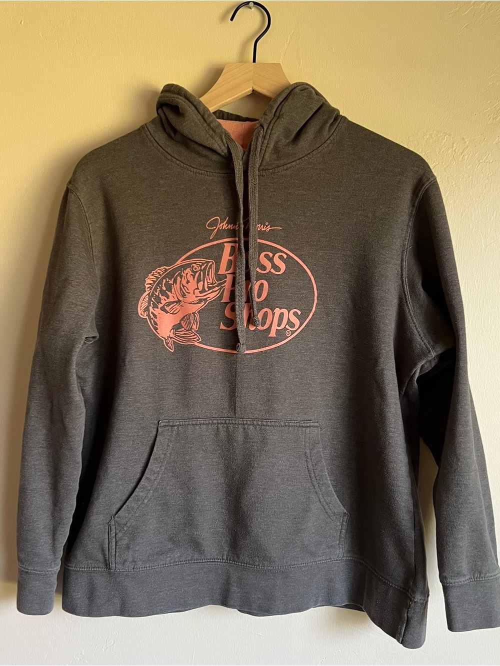 Bass Pro Shops Charcoal Hoodie with Pink Logo